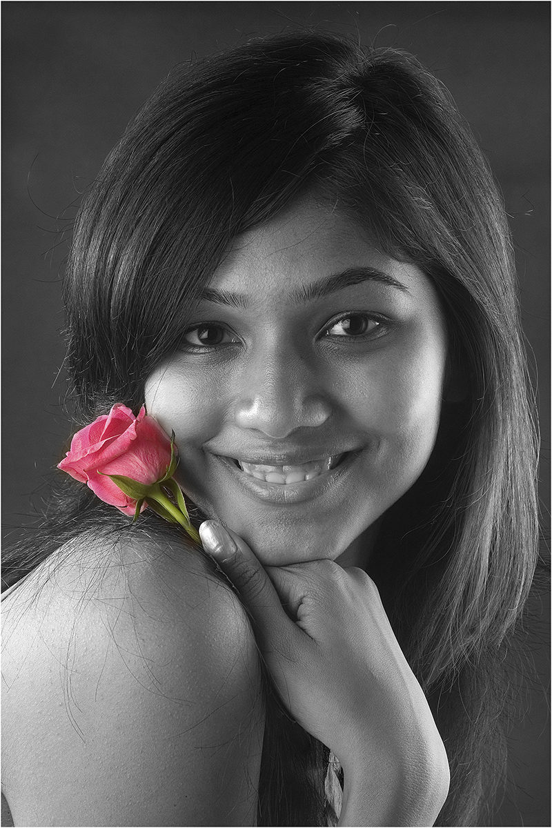 Girl with Red rose